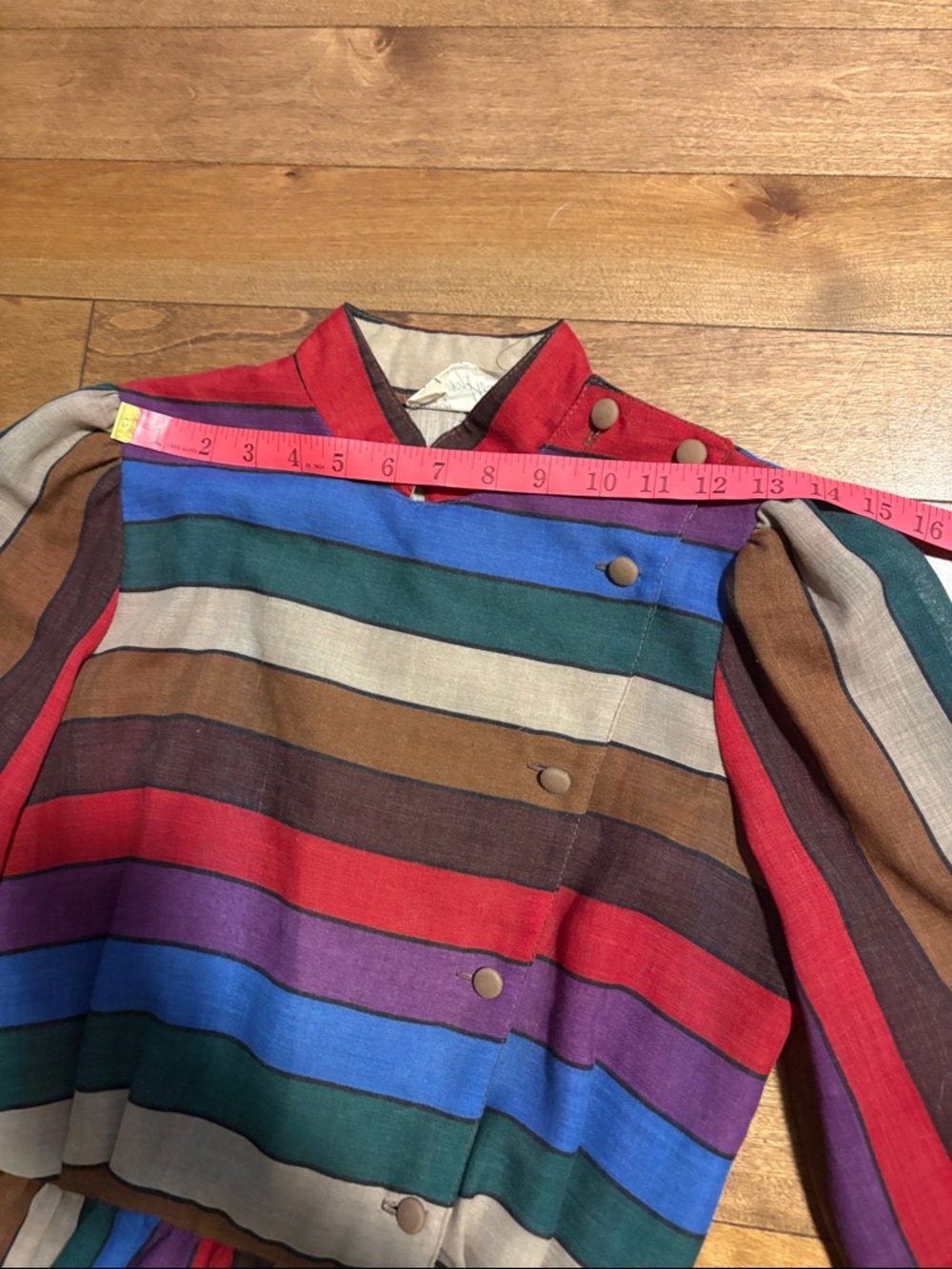 Vintage Multicolor Striped Long-Sleeve Midi Dress - Picture 6 of 10